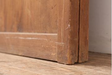 アンティーク建具　昭和中期　角麻(麻の葉)模様　優美な組子帯戸2枚セット(ガラス帯戸、板戸、引き戸、建具、組子)(R-045031)
