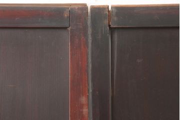 アンティーク建具　明治期　裏障子付き　赤みを帯びた木肌が美しい格子帯戸2枚セット(引き戸、建具)(R-045032)