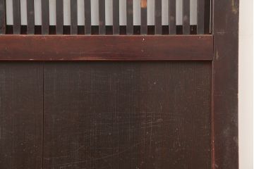 アンティーク建具　明治期　裏障子付き　赤みを帯びた木肌が美しい格子帯戸2枚セット(引き戸、建具)(R-045032)