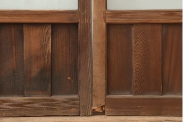 アンティーク建具　大正昭和初期　大振り　存在感のある大きさとデザインが魅力のガラス戸2枚セット(引き戸)(R-045033)