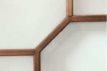 アンティーク建具　大正昭和初期　大振り　存在感のある大きさとデザインが魅力のガラス戸2枚セット(引き戸)(R-045033)