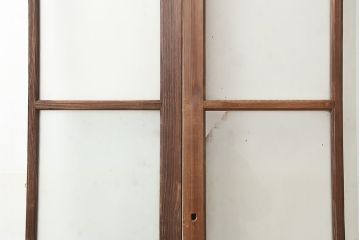 アンティーク建具　大正昭和初期　大振り　存在感のある大きさとデザインが魅力のガラス戸2枚セット(引き戸)(R-045033)