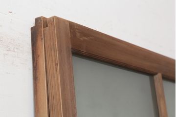 アンティーク建具　大正昭和初期　大振り　存在感のある大きさとデザインが魅力のガラス戸2枚セット(引き戸)(R-045033)