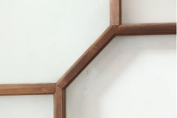アンティーク建具　大正昭和初期　大振り　存在感のある大きさとデザインが魅力のガラス戸2枚セット(引き戸)(R-045034)