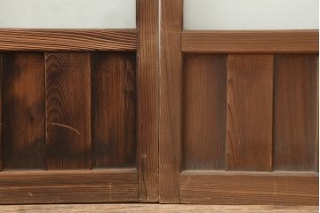 アンティーク建具　大正昭和初期　大振り　存在感のある大きさとデザインが魅力のガラス戸2枚セット(引き戸)(R-045034)