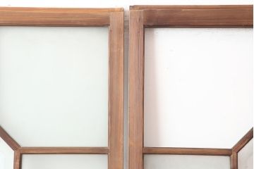 アンティーク建具　大正昭和初期　大振り　存在感のある大きさとデザインが魅力のガラス戸2枚セット(引き戸)(R-045034)