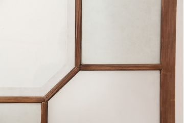 アンティーク建具　大正昭和初期　大振り　存在感のある大きさとデザインが魅力のガラス戸2枚セット(引き戸)(R-045034)