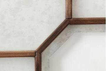 アンティーク建具　大正昭和初期　大振り　存在感のある大きさとデザインが魅力のガラス戸2枚セット(引き戸)(R-045035)
