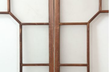 アンティーク建具　大正昭和初期　大振り　存在感のある大きさとデザインが魅力のガラス戸2枚セット(引き戸)(R-045036)