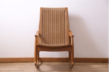 ビンテージ家具　日本製　AFM Quality Frinture　ペーパーコード　ロッキングチェア(アームチェア)(R-045037)