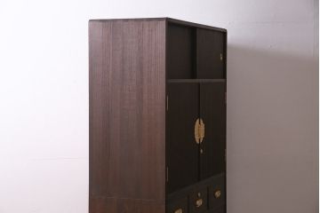中古　加茂総桐箪笥　吉沢昭次　四方胴丸　中開き　衣装たんす(総桐たんす、着物タンス、整理たんす)(定価約135万円)(R-045039)