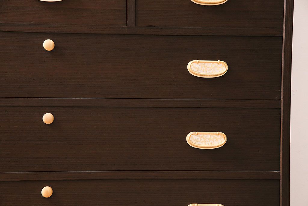 中古　加茂総桐箪笥　吉沢昭次　四方胴丸　中開き　衣装たんす(総桐たんす、着物タンス、整理たんす)(定価約135万円)(R-045039)