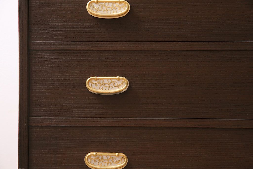 中古　加茂総桐箪笥　吉沢昭次　四方胴丸　中開き　衣装たんす(総桐たんす、着物タンス、整理たんす)(定価約135万円)(R-045039)