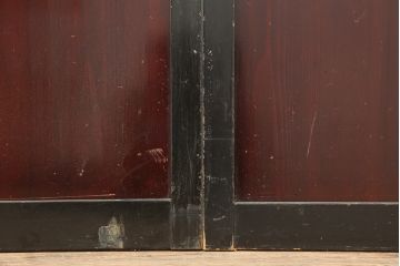 アンティーク建具　昭和初期　漆塗り　凛とした上品さ漂うガラス戸2枚セット(引き戸)(R-045040)