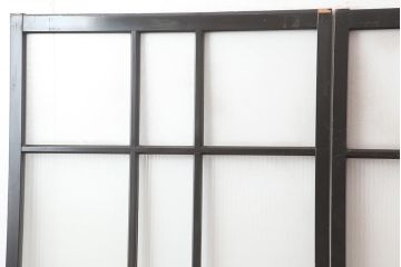 アンティーク建具　昭和初期　漆塗り　凛とした上品さ漂うガラス戸2枚セット(引き戸)(R-045040)
