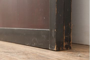 アンティーク建具　昭和初期　漆塗り　凛とした上品さ漂うガラス戸2枚セット(引き戸)(R-045041)