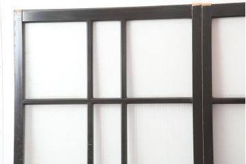 アンティーク建具　昭和初期　漆塗り　凛とした上品さ漂うガラス戸2枚セット(引き戸)(R-045041)