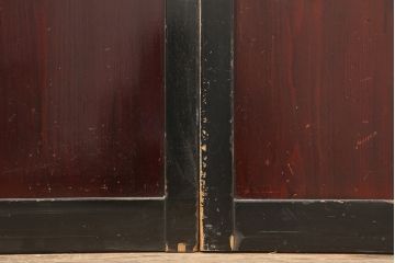 アンティーク建具　昭和初期　漆塗り　凛とした上品さ漂うガラス戸2枚セット(引き戸)(R-045041)
