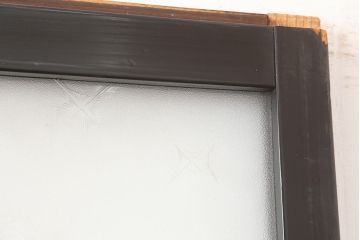 アンティーク建具　昭和初期　漆塗り　凛とした上品さ漂うガラス戸2枚セット(引き戸)(R-045041)