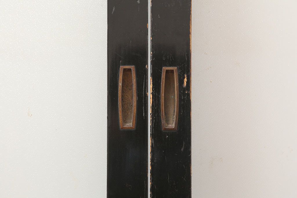 アンティーク建具　最高級　石川県産　総漆塗り　浮造り仕上げ　上品な雰囲気を演出するガラス戸4枚セット(引き戸、建具)(R-045042)