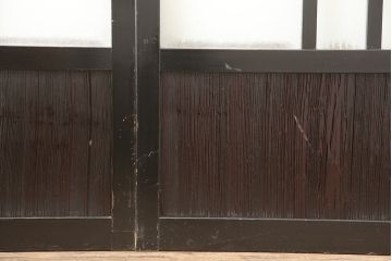 アンティーク建具　最高級　石川県産　総漆塗り　浮造り仕上げ　上品な雰囲気を演出するガラス戸4枚セット(引き戸、建具)(R-045042)