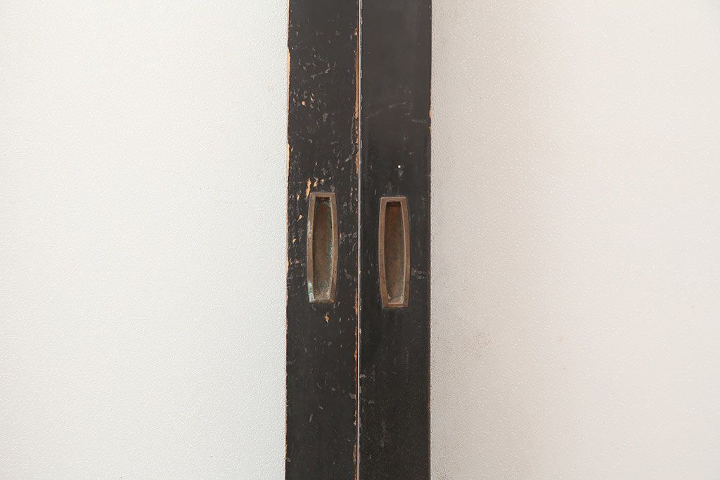 アンティーク建具　最高級　石川県産　総漆塗り　浮造り仕上げ　上品な雰囲気を演出するガラス戸4枚セット(引き戸、建具)(R-045043)