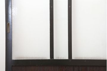 アンティーク建具　最高級　石川県産　総漆塗り　浮造り仕上げ　上品な雰囲気を演出するガラス戸4枚セット(引き戸、建具)(R-045043)