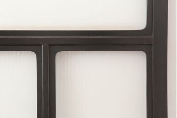 アンティーク建具　石川県産　総漆塗り　浮造り仕上げ　バイカラーが目を引く上品なガラス戸2枚セット(引き戸、建具)(R-045044)