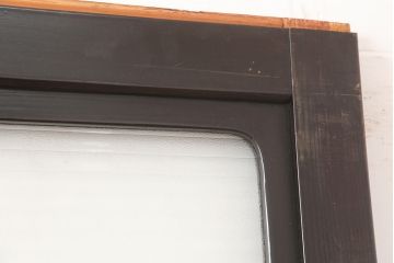 アンティーク建具　石川県産　総漆塗り　浮造り仕上げ　バイカラーが目を引く上品なガラス戸2枚セット(引き戸、建具)(R-045044)