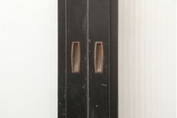 アンティーク建具　石川県産　総漆塗り　浮造り仕上げ　バイカラーが目を引く上品なガラス戸3枚セット(引き戸、建具)(R-045045)