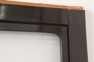 アンティーク建具　石川県産　総漆塗り　浮造り仕上げ　バイカラーが目を引く上品なガラス戸3枚セット(引き戸、建具)(R-045045)