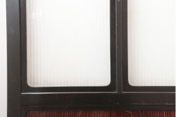 アンティーク建具　石川県産　総漆塗り　浮造り仕上げ　バイカラーが目を引く上品なガラス戸3枚セット(引き戸、建具)(R-045045)