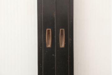 アンティーク建具　石川県産　総漆塗り　浮造り仕上げ　バイカラーが目を引く上品なガラス戸3枚セット(引き戸、建具)(R-045045)