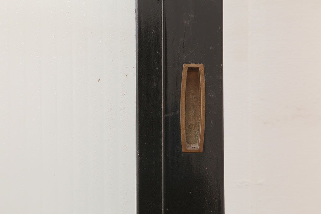 アンティーク建具　石川県産　総漆塗り　浮造り仕上げ　上品な空間作りにおすすめのガラス戸2枚セット(引き戸、建具)(R-045046)