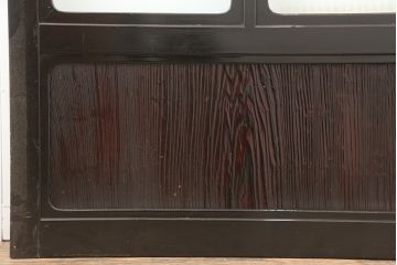 アンティーク建具　石川県産　総漆塗り　浮造り仕上げ　上品な空間作りにおすすめのガラス戸2枚セット(引き戸、建具)(R-045046)