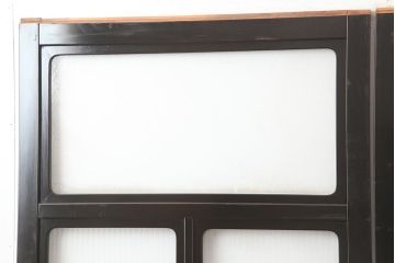 アンティーク建具　石川県産　総漆塗り　浮造り仕上げ　上品な空間作りにおすすめのガラス戸2枚セット(引き戸、建具)(R-045046)
