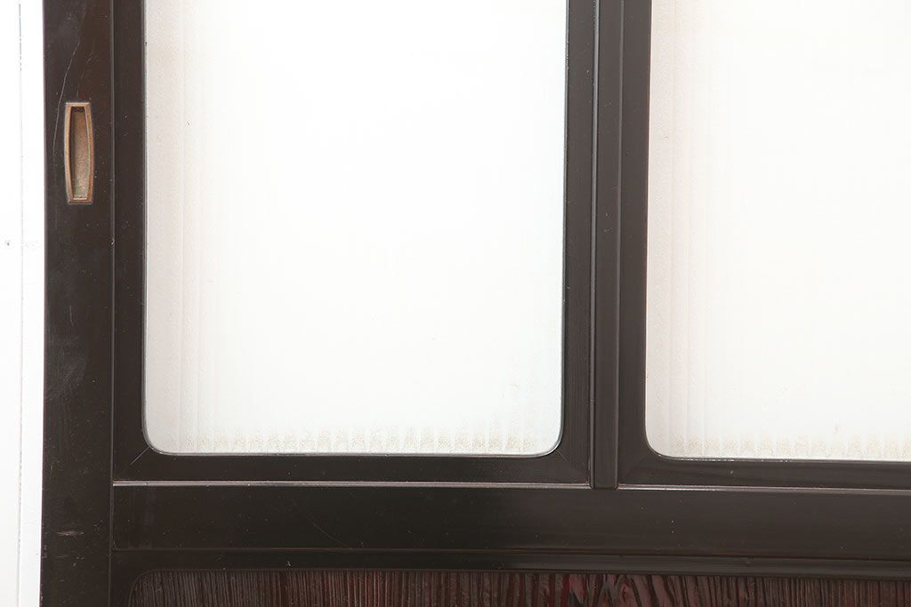 アンティーク建具　石川県産　総漆塗り　浮造り仕上げ　上品な空間作りにおすすめのガラス戸2枚セット(引き戸、建具)(R-045046)