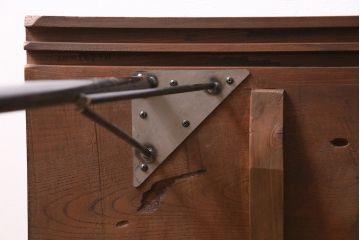 アンティーク家具　古材リメイク　ケヤキ材一枚板を使用した鉄脚テーブル(コンソールテーブル、作業台)(R-045047)