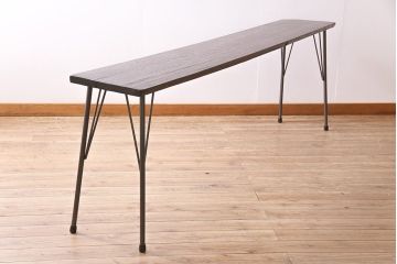 アンティーク家具　古材リメイク　幅広サイズ　一枚板を使用した鉄脚テーブル(コンソールテーブル、ディスプレイ台)(R-045048)