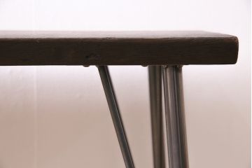 アンティーク家具　古材リメイク　幅広サイズ　一枚板を使用した鉄脚テーブル(コンソールテーブル、ディスプレイ台)(R-045048)