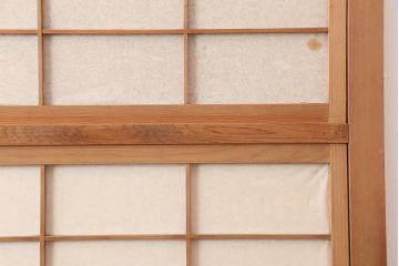 アンティーク建具　昭和中期　腰板ケヤキ材・玉杢　裏障子付き　和の高級感漂う格子戸2枚セット(引き戸、建具)(R-045050)