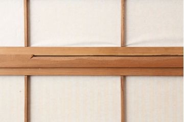 アンティーク建具　昭和中期　裏障子付き　あたたかな和の雰囲気漂う格子戸2枚セット(障子戸、引き戸、建具)(R-045051)