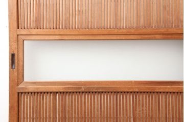 アンティーク建具　昭和中期　裏障子付き　あたたかな和の雰囲気漂う格子戸2枚セット(障子戸、引き戸、建具)(R-045051)