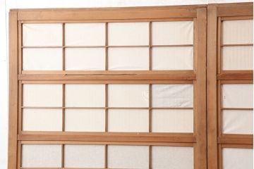 アンティーク建具　昭和中期　裏障子付き　あたたかな和の雰囲気漂う格子戸2枚セット(障子戸、引き戸、建具)(R-045051)