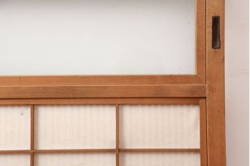 アンティーク建具　昭和中期　裏障子付き　あたたかな和の雰囲気漂う格子戸2枚セット(障子戸、引き戸、建具)(R-045051)