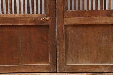 アンティーク建具　大正期　スライド裏障子　繊細な和の雰囲気漂う格子戸4枚セット(上げ下げ障子、引き戸)(R-045053)