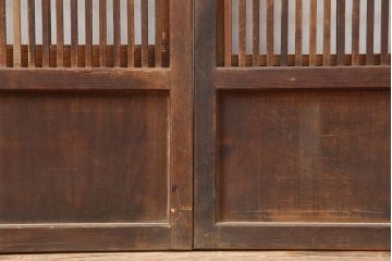 アンティーク建具　大正期　スライド裏障子　繊細な和の雰囲気漂う格子戸4枚セット(上げ下げ障子、引き戸)(R-045053)