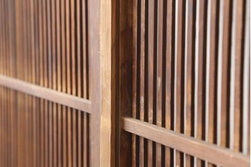 アンティーク建具　大正期　スライド裏障子　繊細な和の雰囲気漂う格子戸4枚セット(上げ下げ障子、引き戸)(R-045053)