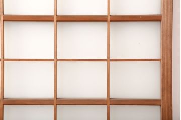 アンティーク建具　昭和中期　腰板ケヤキ材　レトロなガラス戸2枚セット(引き戸、建具)(R-045054)