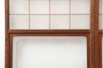 アンティーク建具　昭和中期　腰板ケヤキ材　レトロなガラス戸2枚セット(引き戸、建具)(R-045054)
